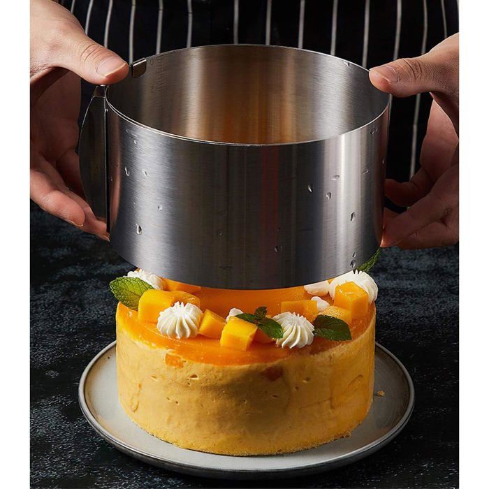 Cercle à Pâtisserie Réglable 16-30 Cm Inox + Collier Transparent – Moule Entremets Rond Extensible Pour Gâteaux, Mousse, Fraisier & Desserts