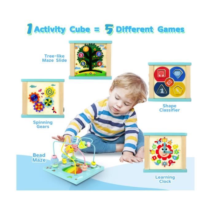 Jouet Enfant 1 an 6 en 1 Cube D'activité Bébé Jouet éducatif avec Musique  et Lumière pour 3 6 9 12 18 Mois Bébé Fille Garçon - Cdiscount Jeux - Jouets