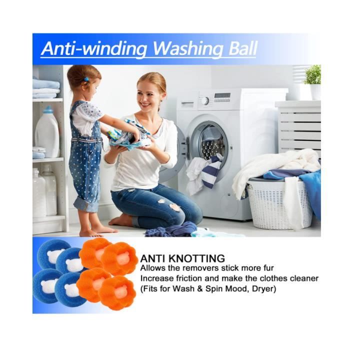 Anti Poil Machine à Laver,Réutilisable Boule Anti Poils Machine a Laver, Enlever des Vêtements Poils Animaux Machine a Laver,Attrape Poil Machine a Laver pour Vêtements et Literie (Bleu