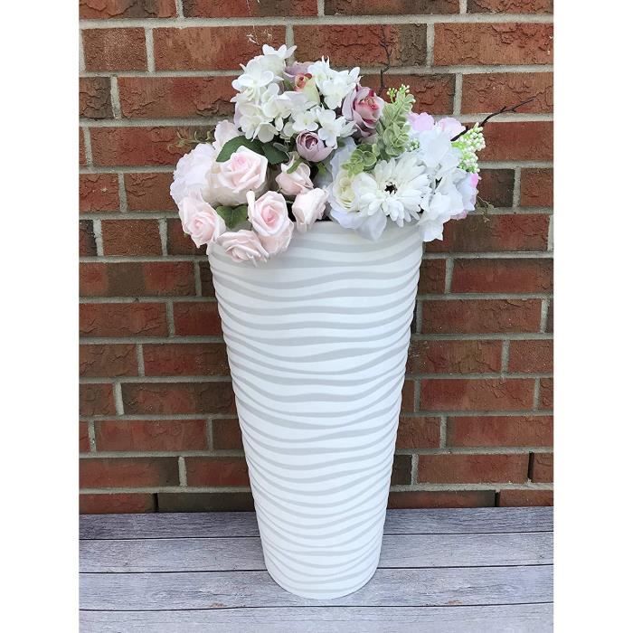 MELTOM Pot de fleurs XXL en plastique brillant Couleur : blanc avec insert  amovible, L x P x H en cm : 39 x 39 x 41 cm, carré