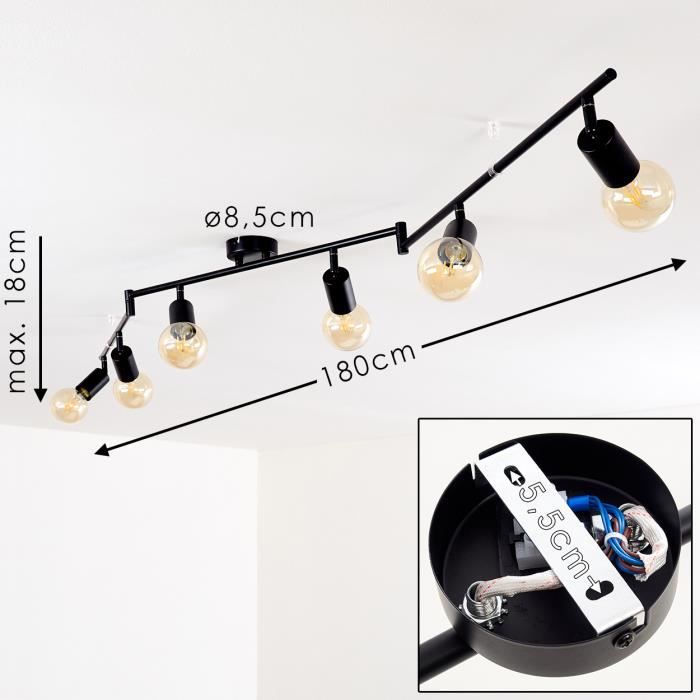 HOFSTEIN Applique Lichinga Métal Noir - Lampe Projecteur Vintage Avec Clapets Modulables