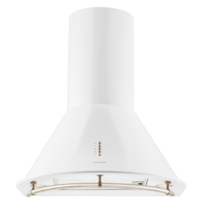Hotte Aspirante Klarstein Amelia - 60 Cm, 586 M³/h, 3 Vitesses, éclairage LED, Design Plat, Blanc - Pour Cuisinière Murale