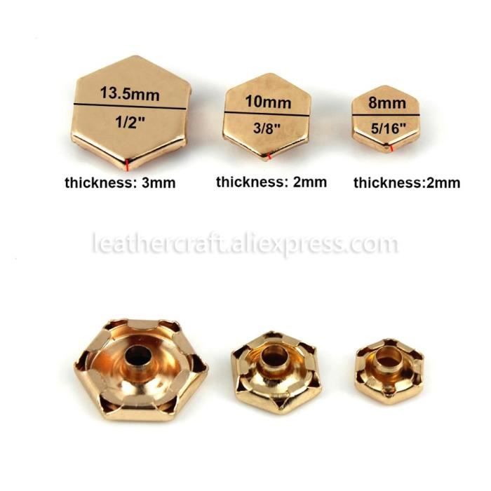 RIVET,Gun metal-13mm--Lot de 100 Rivets hexagonaux en métal, fermeture ...