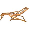 Chaise de terrasse en bois d'acacia solide - Chaise longue - Transat - Bain de soleil-2
