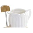 Sucrier Blanc en Porcelaine et Bambou avec son pot à lait 19 x 9 x 13 cm.-2