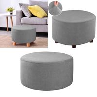 Housse Extensible Pour Pouf Rond - Tissu Antidérapant Et Lavable - Diam. 25-33 Cm, H. 30-36 Cm - Déco Salon - 2