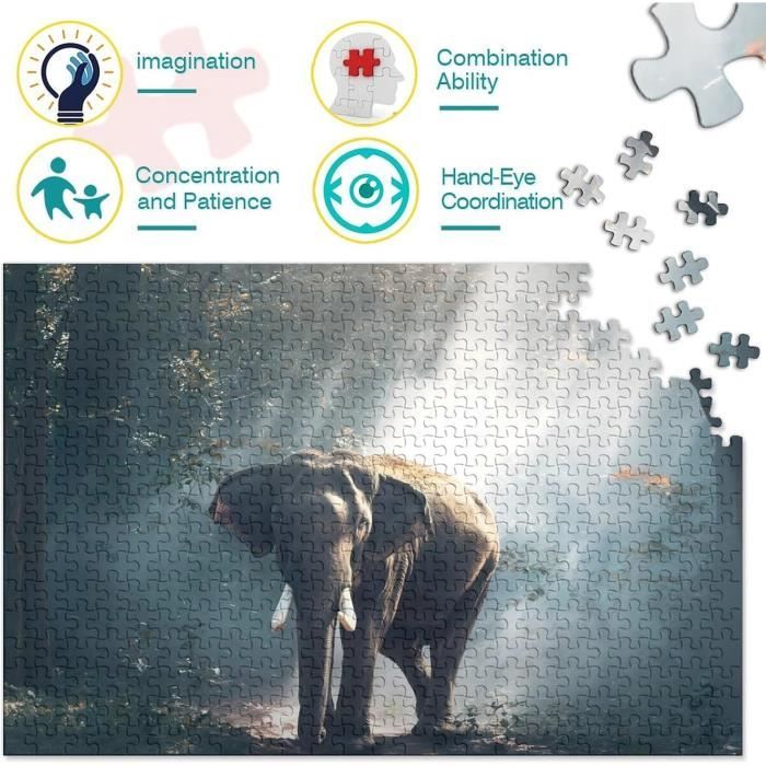 Puzzle En Bois 300 Pièces Adulte – Forme Animale Unique, Irrégulier, Avec Boîte De Rangement En Bois, Dimensions 34x33,5 Cm