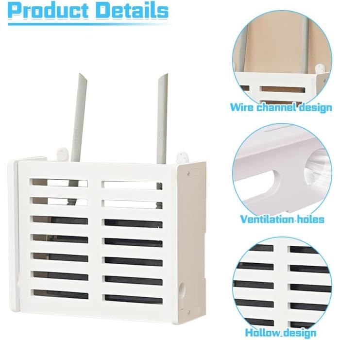 Boîte De Rangement Routeur WiFi 29.5x21.5x6cm - Cache Murale ABS Avec Installation Facile