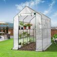 Serre de jardin avec bâche polyéthylène blanc transparent 195x143x143cm serre 2 m² 4 fenêtres légumes fruits semis porte-3