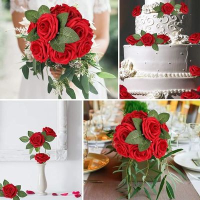 Roses Artificielles En Mousse - Look Réaliste - Tige Flexible - Pour Bouquets, Mariage, Décoration Maison - 25 Pièces