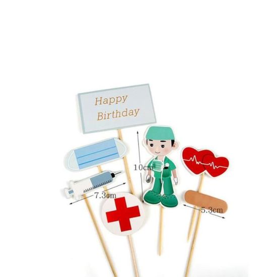 28pcs Cake Toppers Docteur Joyeux Anniversaire Infirmiere Fruits Picks Food Pour Party Banquet Figurine Decor De Gateau Cdiscount Maison