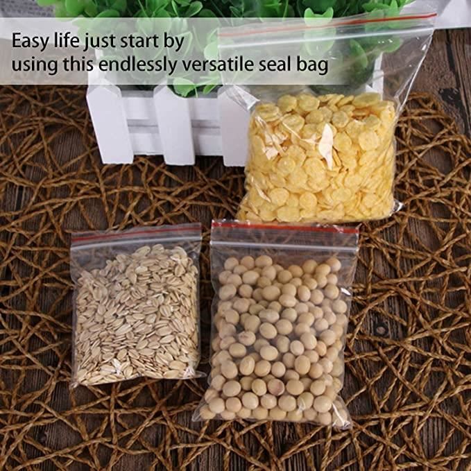 PACKY - Sachets Zip Transparent 3 Bandes Blanches - 7 Tailles