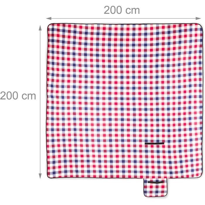 Linxor - Couverture de Pique-Nique, Tapis, Nappe imperméable - 200 x 200 cm - Plusieurs Coloris