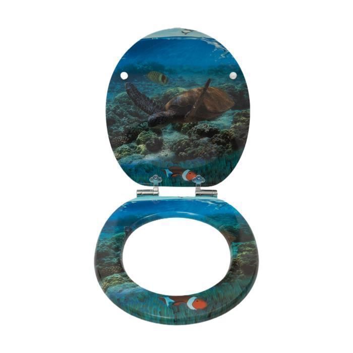 SINOBATH Abattant De WC, Avec Système D'abaissement Automatique, Noyau En Bois MDF, Charnières à Fermeture En Douceur