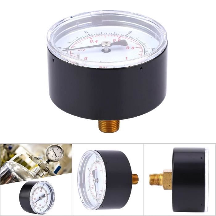 Manomètre Pression Air Double échelle 0-10bar/0-150psi | Montage G1/4" | En Acier Allié Et Laiton - 7