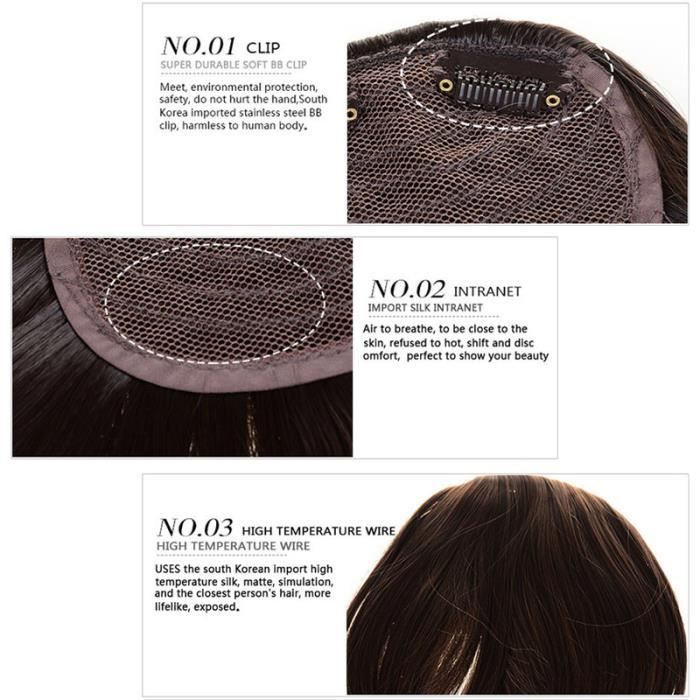 Perruque Longue Lisse Synthétique Brune Avec Frange - Bonnet Moyen + 4 Bonnets Offerts - Neuf Sans étiquettes