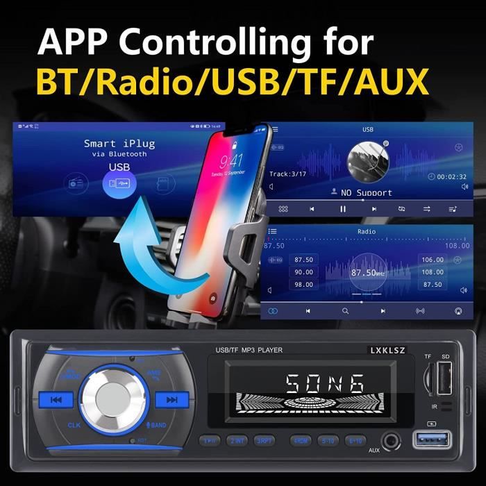 LXKLSZ Autoradio Autoradio Autoradio Din LCD Audio Radio Receiver mit  Bluetooth MP3 Player Freisprechen AM-FM Radio AUX Eingang57 - Cdiscount Auto