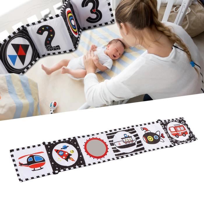 RapJoy Miroir Éveil Montessori Bébé 0-12 Mois - Contraste Élevé Noir Et Blanc, Tapis Sensoriel Pliable
