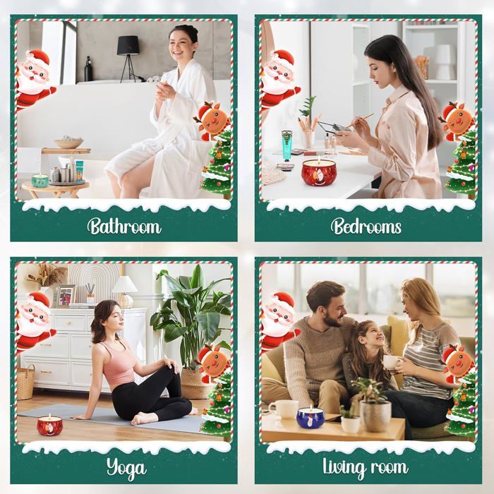Coffret Cadeau Femme – 2 Bougies Parfumées Et 6 Crèmes Mains – Pour Maman, Amie, Sœur – Relaxation Et Soin, Cadeau Noël, Anniversaire, Saint-Valentin