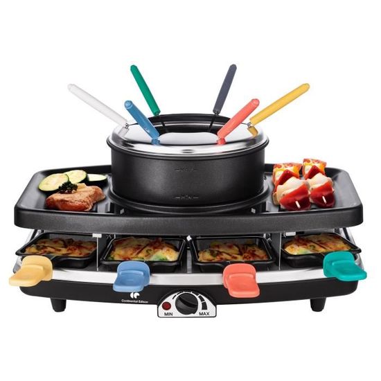 Appareil à Raclette et Fondue 8 Personnes CONTINENTAL EDISON CERFG86B - Noir