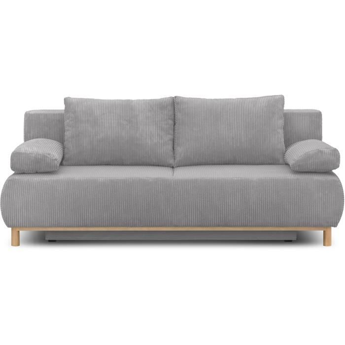 Banquette convertible 3 places MIKA Velours côtelé Coffre de rangement 192 x H 84 x P 93 cm - vue 3