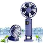 IBEAFILLY Y07 Petit ventilateur portable - Chargement de type USB-c batterie 1200mAh - 5 vitesses - Boucle-Bleu-Violet