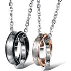 HUEIHWOH Bijoux 2 Pendentif d'Amitié Collier Amour pour Homme et Femme - 2 Chaîne (45cm et 55cm) - Bague - Oxyde de Zirconium Acier