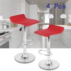 JEOBEST® Tabourets de Bar Manhattan en Similicuir, (Lot de 4, Rouge) Hauteur Réglable, Barre Repose-Pieds Chromés, Rotatif à 360 Dég
