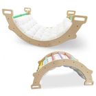 Arche d’Escalade COSTWAY 3 en 1 pour Bascule, Coussin Moelleux pour Grimper ou Se Reposer Jeu d'Équilibre en Bois 1 An+ Colorée