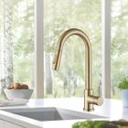 FUZMONOERE Robinet de Cuisine,Robinet Mitigeur Douchette Extractible 2 Modes,Rotation à 360 Degrés,Or Brossé