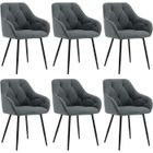 Chaises WOLTU – Ergonomique, velours & métal, gris foncé (Lot de 6)