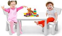 DREAMADE Ensemble Table et 2 Chaises pour Enfants, Hauteur Appropriée et Dossier Confortable, Idéal pour 1-7 Ans, Charge 50KG,