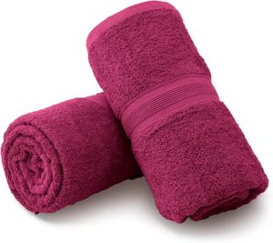 KIT SAUNA  Lot De 2 Serviettes De Sauna Qualité Supérieure 80 X 200 Cm 100% Coton Rose Pink[J6049]
