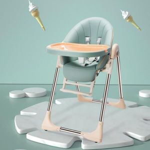 CHAISE HAUTE  Chaise de salle à manger Bébé Portable,Table D'alimentation Réglable,siège bébé avec 4 roues,Vert