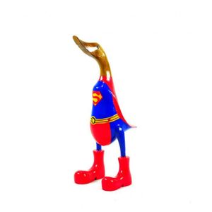 STATUE - STATUETTE Grand canard super-héros en bois 35cm Superman Bois Brut