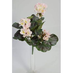 FLEUR ARTIFICIELLE Géranium Artificiel sur Piquet, Blanc-Rose, 30cm, 