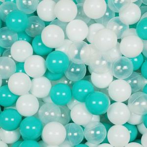 PISCINE À BALLES Mimii - Balles de piscine sèches 100 pièces - blanc, transparent, turquise