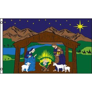 DRAPEAU DÉCORATIF Drapeau Crèche de Noël 150x90cm - nativité - Jesus