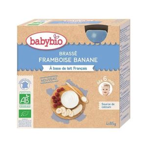 DESSERT LACTÉ Babybio - Gourde Brassé Framboise Banane - Bio - 4x85g - Dès 6 mois