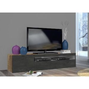 MEUBLE TV Meuble TV de salon - DMORA - 2 portes - 150x40h37 