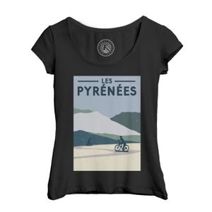 MAILLOT DE CYCLISME T-shirt Femme - Fabulous - Col Echancré - Noir - Manches courtes - Tour Montagnes