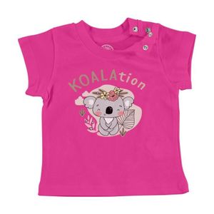T-SHIRT T-shirt Bébé Manche Courte Rose Koala Koalation Mignon Kawaii Dessin Illustration