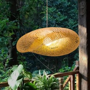 LUSTRE ET SUSPENSION Lustre De Tissage Vintage Bambou Naturel Lampe Sus