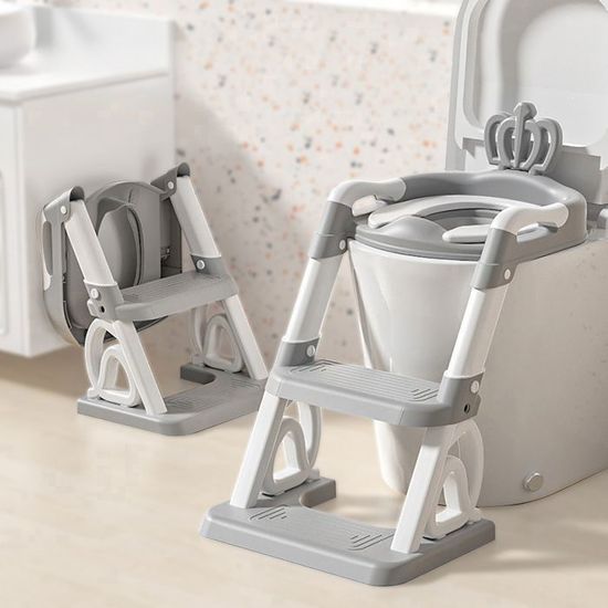 Réducteur WC Enfant Avec Escalier Pliable - 7 Hauteurs Réglables, Coussin Anti-éclaboussures, Stable Et Antidérapant - Apprentissage De La Propreté Accessoire Toilette Bébé Hauteur Ajustable