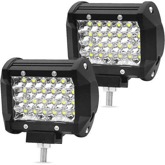 4 Phares LED De Travail Antom 72W - 3.3 Pouces Carré - 12V/24V Pour 4x4, SUV, Camions Et Tracteurs