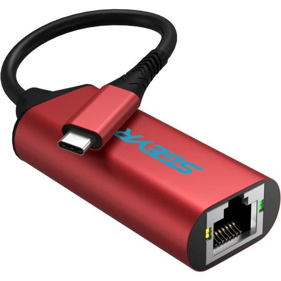Ewent Adaptateur Ethernet USB C Gigabit 1000Mbps, Carte Réseau LAN Type USB-C Ve