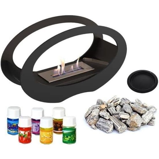 Cheminée Bioéthanol + Ensemble D atomathérapie Forme Ovale Sur Pied ...