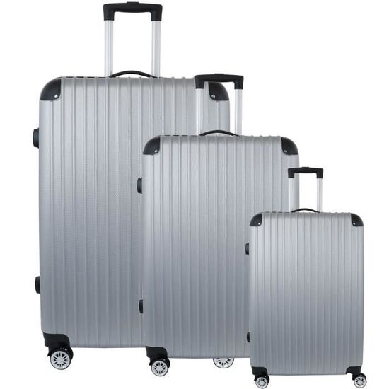 Lot De 3 Valises Rigides Easy Roll - Bagage De Voyage Argenté, Taille M (neuf, PROVITERA)