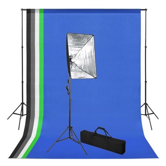 Kit studio photo 2 projecteurs 60x60x60 cm pliable avec 4 couleurs  d'arrière-plan et sac de voyage inclus - Cdiscount Appareil Photo