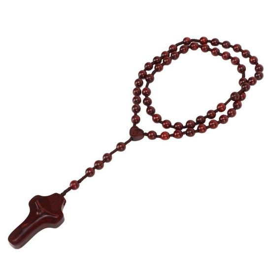 Siganorpy Chapelet en bois lisse avec perles en bois - Collier avec